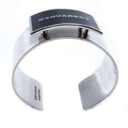 Dsquared2 Black Enamel Silver Tone Wide Open Cuff Bracelet