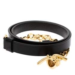 Dsquared2 Black Leather Chain Belt 95CM