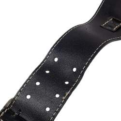 Pre Owned DSquared2 Black Leather Buckle Waist Belt Medium