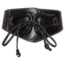 Pre Owned DSquared2 Black Leather Buckle Waist Belt Medium