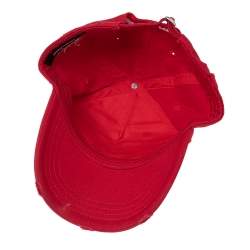 Pre Owned Dsquared2 Red Logo Appliqued Cotton Baseball Cap