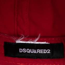 Pre Owned Dsquared2 Red Logo Appliqued Cotton Baseball Cap
