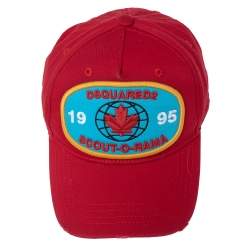 Pre Owned Dsquared2 Red Logo Appliqued Cotton Baseball Cap