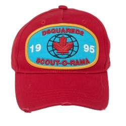 Pre Owned Dsquared2 Red Logo Appliqued Cotton Baseball Cap