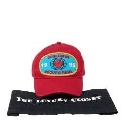 Pre Owned Dsquared2 Red Logo Appliqued Cotton Baseball Cap