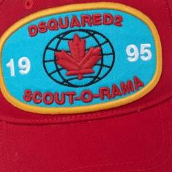 Pre Owned Dsquared2 Red Logo Appliqued Cotton Baseball Cap