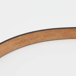 Pre Owned Dsquared2 Black Leather Logo Plaque Buckle Belt Small