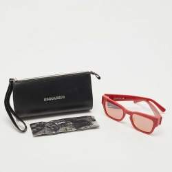 Dsquared2 Red/White Logo Doody Mirrored Wayfarer Sunglasses