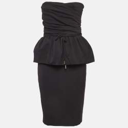 Dsquared2 Black Wool Blend Strapless Mini Dress M