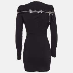 Dsquared2 Black Mesh Trim Crepe Zipper Detail Mini Dress S