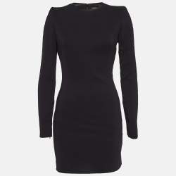 Dsquared2 Black Mesh Trim Crepe Zipper Detail Mini Dress S