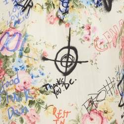 Dsquared2 Off-White Graffiti and Floral Print Tie-Up Detail Top M