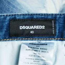 Pre Owned Dsquared2 Blue Washed Denim Rip Detail Jeans S Waist 31"