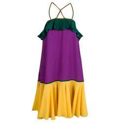 Dsquared2 Colorblock Ruffle Detail Sleeveless Silk Dress M