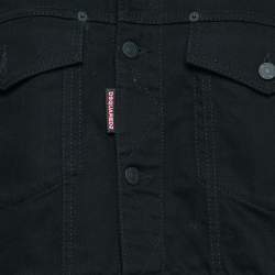 Dsquared2 Black Printed Denim Button Front Jacket M
