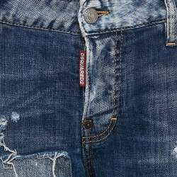 Pre Owned Dsquared2 Blue Distressed Denim Cool Girl Cropped Jeans S Waist 31"