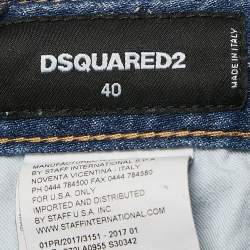 Pre Owned Dsquared2 Blue Distressed Denim Cool Girl Cropped Jeans S Waist 31"