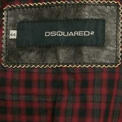 Pre Owned Dsquared2 Washed Black Leather Zip Up Jacket M