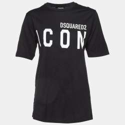Dsquared2 Black Logo Printed ICON Cotton Regular Fit T-Shirt L