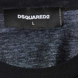 Dsquared2 Black Logo Printed ICON Cotton Regular Fit T-Shirt L