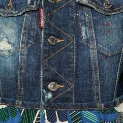 DSquared2 Blue Distressed Denim Cropped Jacket M