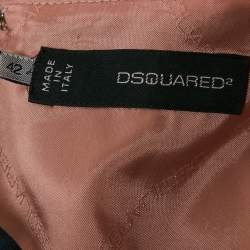 Pre Owned Dsquared2 Navy Blue Wool Blend Embellished Sleeve Sheath Dress M