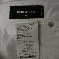 Pre Owned Dsquared2 White Denim Wide Leg Jeans S Waist 31"