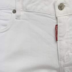 Pre Owned Dsquared2 White Denim Wide Leg Jeans S Waist 31"