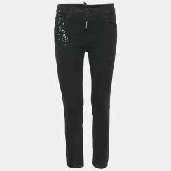 Dsquared2 Black Denim Splash Print Cool Girl Jeans XS Waist 28"