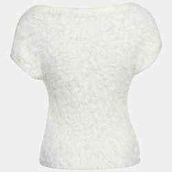 Dsquared2 White Textured Knit Crewneck Top M