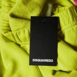 Dsquared2 Neon Green Cotton Knit Logo Printed Joggers XS