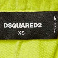 Dsquared2 Neon Green Cotton Knit Logo Printed Joggers XS