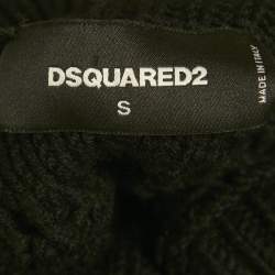 Dsquared2 Black Floral Applique Wool Knit Turtleneck Sweater S