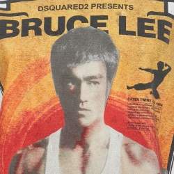 Dsquared2 White Bruce Lee  Print Jersey Ruched Sleeve Top XS