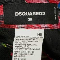 Dsquared2 Black Floral Print Silk Gabardine Pants S