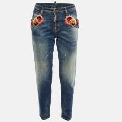 Dsquared2 Blue Denim Embellished Hockney Jeans S/Waist 32"