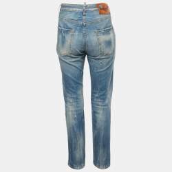 Pre Owned Dsquared2 Blue Painted Denim Cool Girl Jeans L Waist 34"