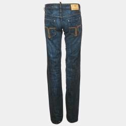 Pre Owned Dsquared2 Indigo Dark Wash Faded Effect Denim Distressed Jeans M Waist 34"