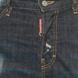 Pre Owned Dsquared2 Blue Distressed Denim Shorts L Waist 35"