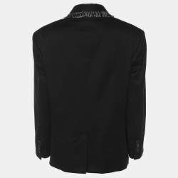 Pre Owned Dsquared2 Black Gabardine Fabric Safety Pin Collar Blazer L