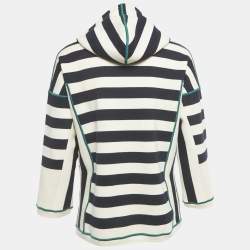 Pre Owned Dsquared2 Cream/ Navy Blue Striped Wool Knit Hoodie M