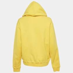 Pre Owned DSquared2 Yellow Logo Print Cotton Hooded Sweatshirt M