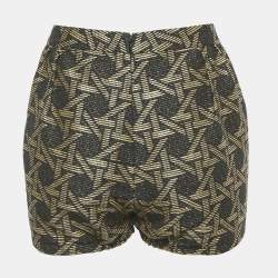 Pre Owned Dsquared2 Black/Brown Wicker Woven Jacquard Frayed Detail Shorts M