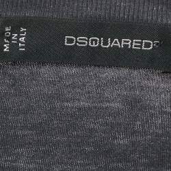 Pre Owned Dsquared2 Grey Textured Rose Print Jersey T-Shirt S