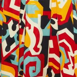 Pre Owned Dsquared2 Multicolor Printed Silk Pleated Midi Skirt S