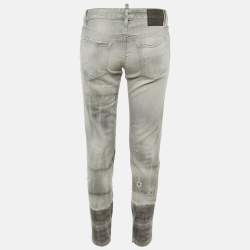 Pre Owned Dsquared2 Grey Denim Medium Waist Skinny Jeans M/Waist 33"