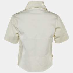 Pre Owned Dsquared2 White Cotton High Low Top M