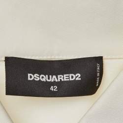Pre Owned Dsquared2 White Cotton High Low Top M