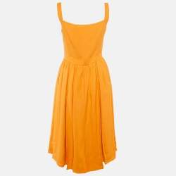 Pre Owned Dsquared2 Orange Crepe Bow Detail Midi Dress M