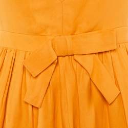 Pre Owned Dsquared2 Orange Crepe Bow Detail Midi Dress M